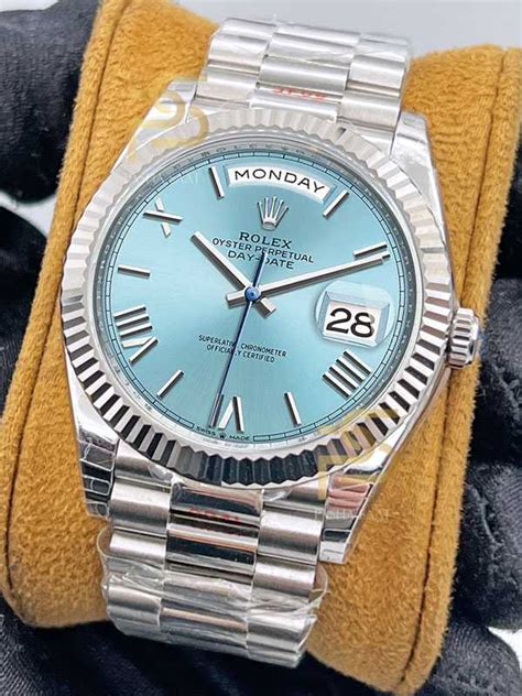 rolex day date blue strap|Rolex Day-Date bracelet.